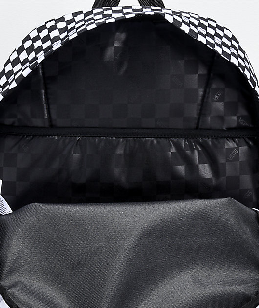 vans realm classic diy checkerboard black & white backpack