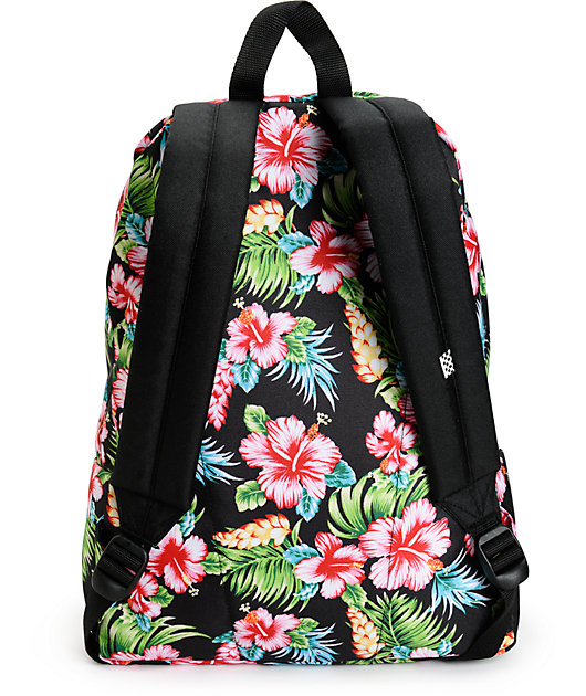 vans realm hawaiian floral backpack