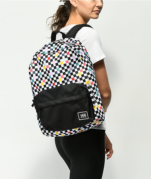 vans realm party checkerboard backpack