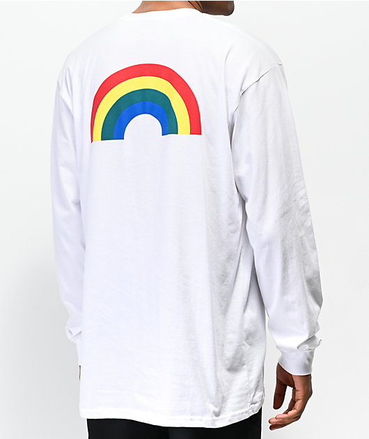 Monarch Lav et navn Når som helst Vans Retro Rainbow White Long Sleeve T-Shirt