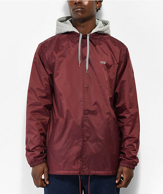 Burgundy vans windbreaker on sale