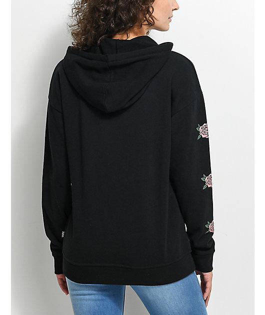 pink hoodie with black rose