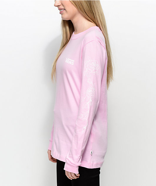 Pink Vans Long Sleeve Rose Shirt Vans With Pink Roses