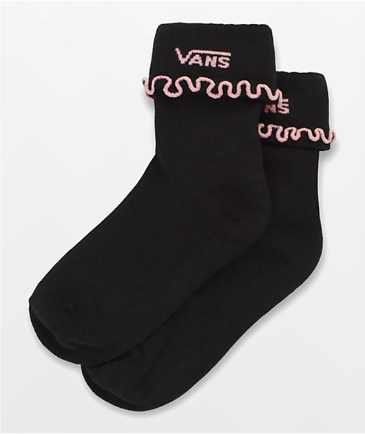 Vans Ruffle Edge Black & Blush Ankle Socks