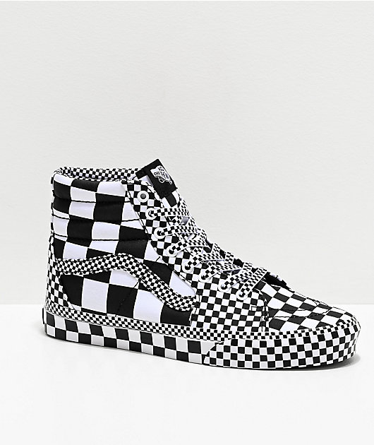 Europe Junction Emigrate Vans Sk8-Hi All Over Checkerboard Black & White Skate Shoes