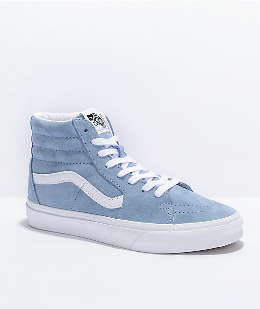 Vans Sk8-Hi Ashley Blue White Pig Suede Skate Shoes