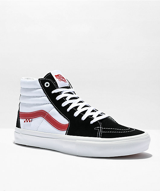 Vans Sk8 Hi Athletic Black Red Skate Shoes Zumiez