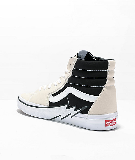 Vans Sk8-Hi Bolt Antique White and Black Skate Shoes