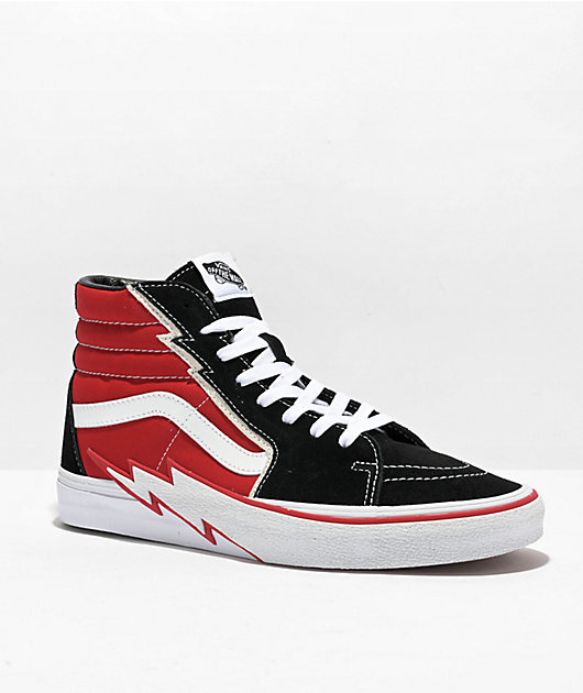 Vans Shoes High Top Red Vans Sk8 Hi Pixel Flame Black Red Kids Shoes