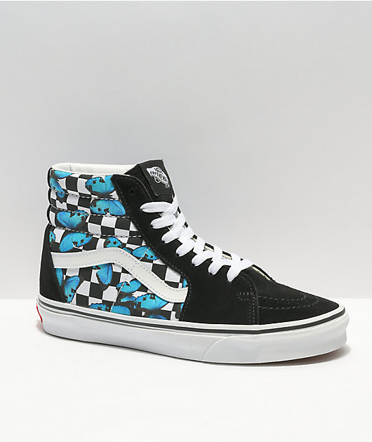 Vans Sk8-Hi Butterfly Checkered Black White Skate Shoes Zumiez