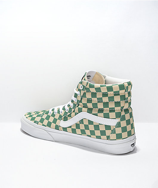 Vans Sk8-Hi Checker Light Green & White Skate Shoes