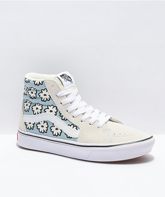 Vans Sk8-Hi ComfyCush Mixed White & Blue Skate Shoes Zumiez