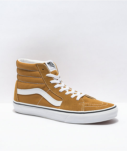 Vans Sk8-Hi Golden Brown & White Skate Shoes | Zumiez display picture 1