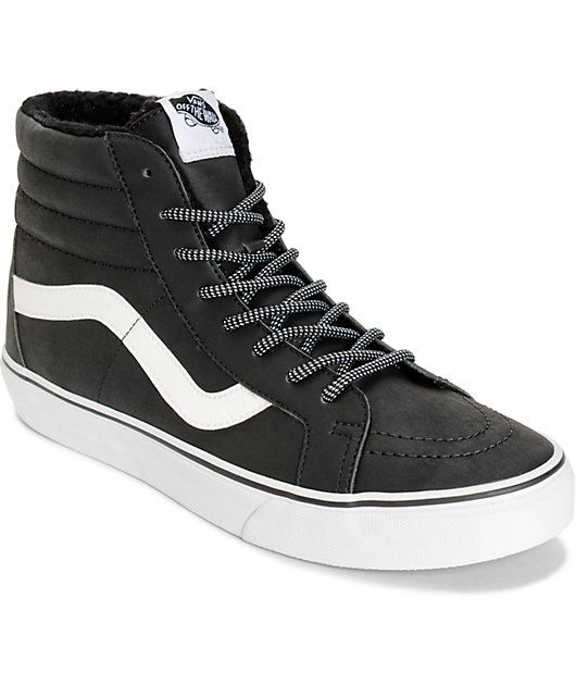 Vans Sk8-Hi Leather Fleece Skate Shoes 