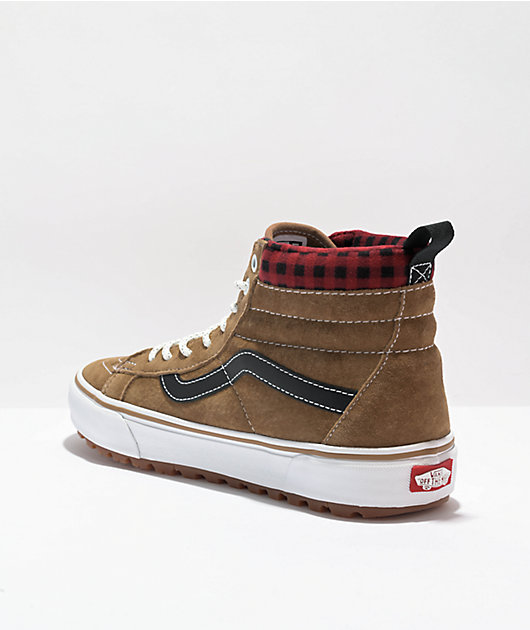 Vans Sk8-Hi MTE-1 Plaid Brown & Black Skate Shoes
