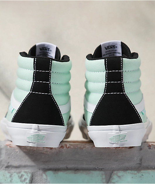 Vans Sk8 Hi Mint Black White Skate Shoes Zumiez