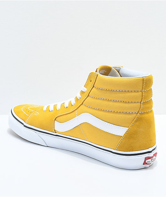 Vans Sk8-Hi Ochre zapatos de skate en amarillo y blanco صندوق مجوهرات