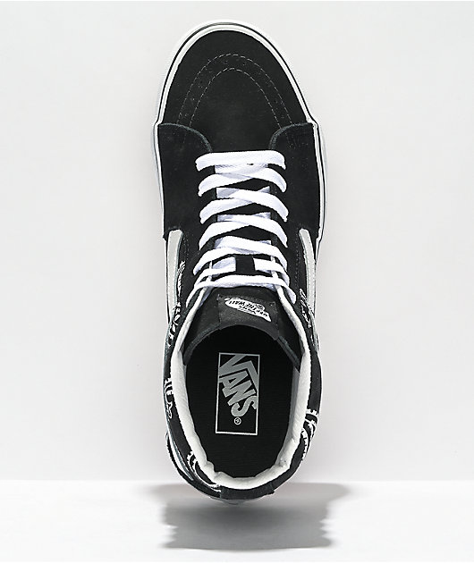 Vans Sk8-Hi Peace & Paisley Black Skate Shoes | Zumiez