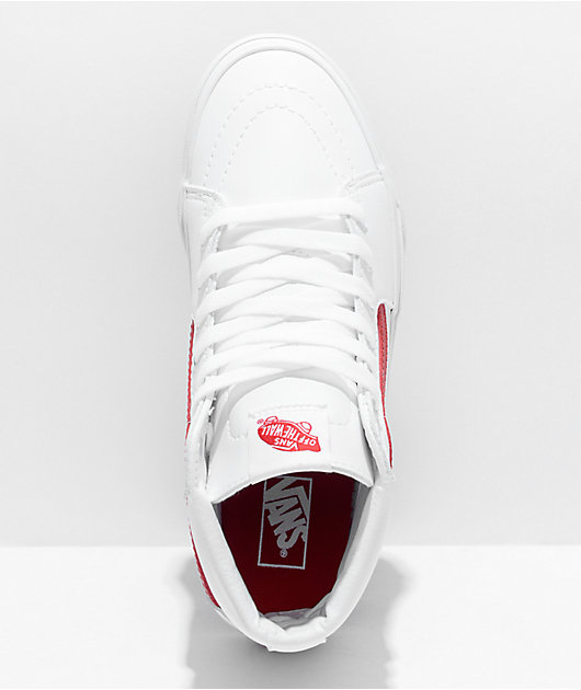 Vans Sk8-Hi Pop Classic White & Red Skate Shoes