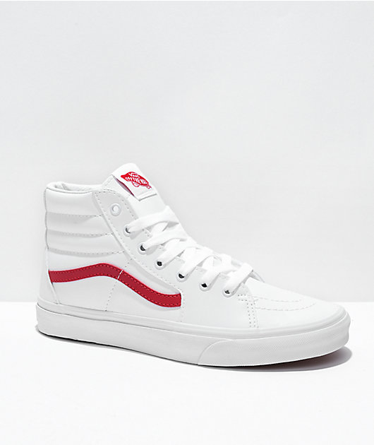 شرسه Vans Sk8-Hi Pop Classic White & Red Skate Shoes شرسه
