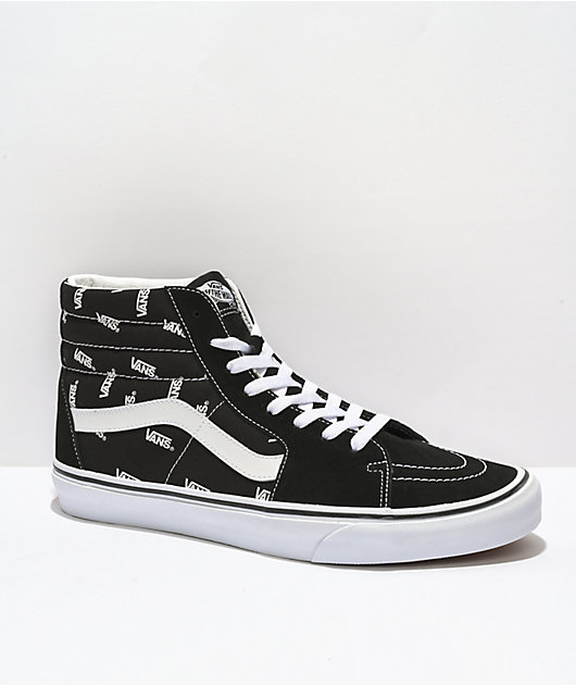 fløjl dødbringende håndtering Vans Sk8-Hi Print Black & White Skate Shoes