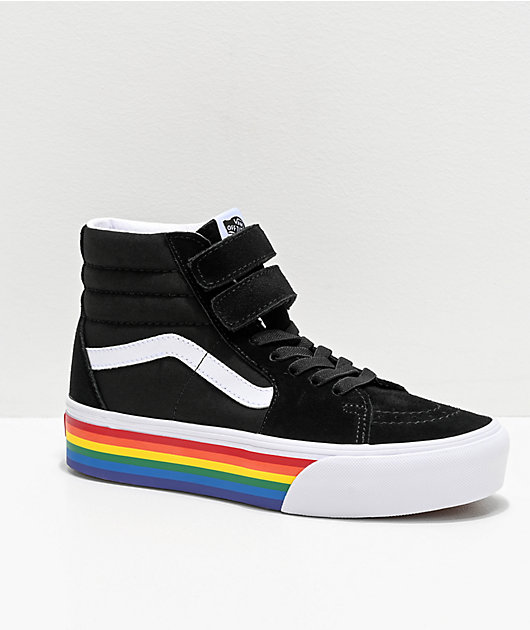 Vans Sk8-Hi Rainbow V zapatos negros y blancos con plataforma | Zumiez