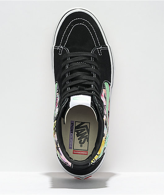 Vans Sk8-Hi Shroom Doom negro y blanco zapatos de skate