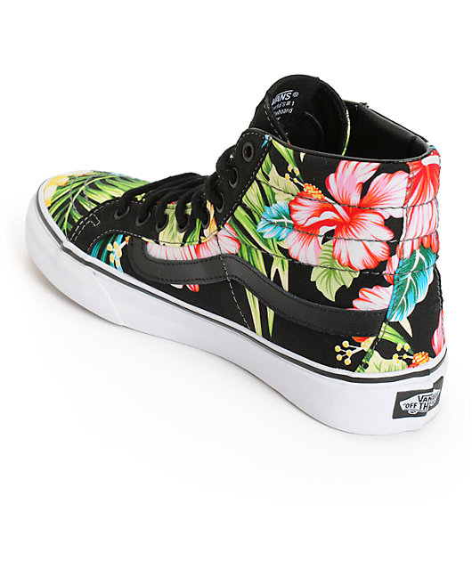 vans sk8 hi slim hawaiian floral shoes