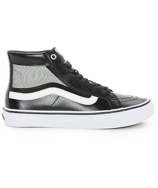 vans sk8 hi slim black white mesh