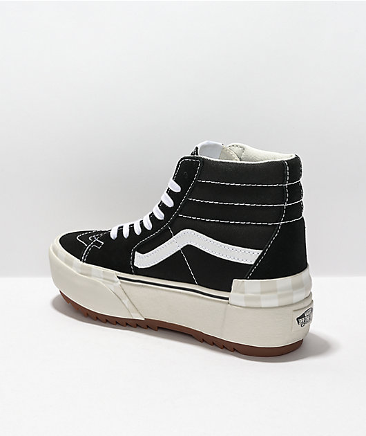 Vans Sk8-Hi Stacked Black, White & Gum Platform Shoes