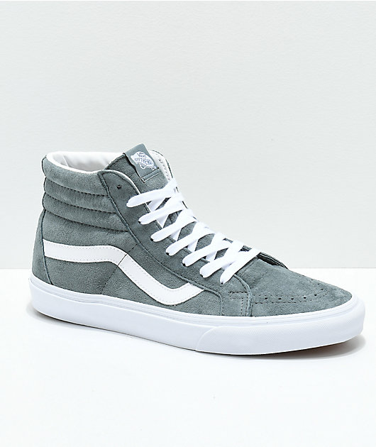 grey and white high top vans