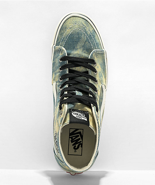 Vans Sk8 Hi Tapered Denim Embroidery Olive White Skate Shoes