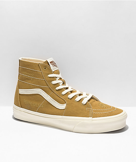 Vans Sk8-Hi Tapered Eco Theory Mustard Gold & True White Skate Shoes