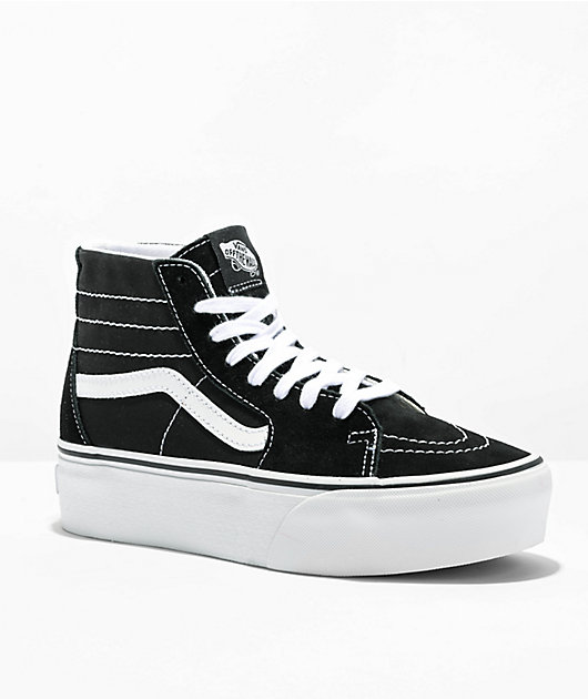 Black and shop white platform vans