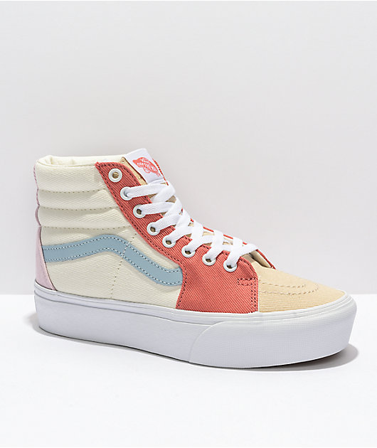 Vans Sk8 Hi Twill Pastel Block Platform Shoes Zumiez