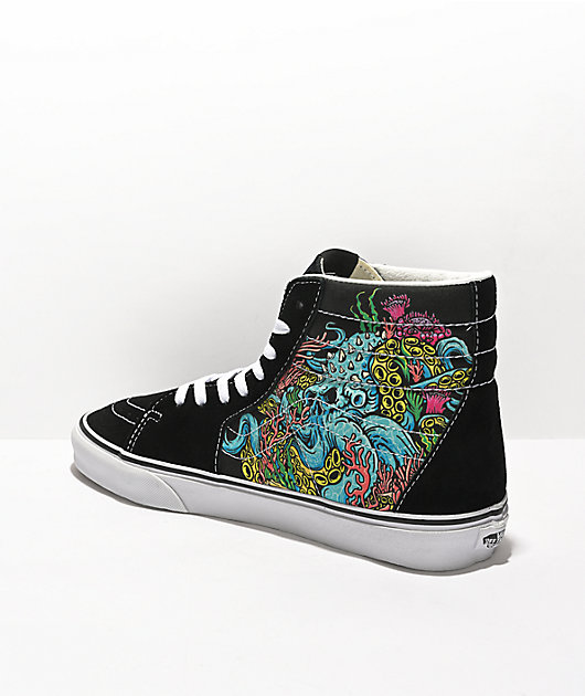 Vans Sk8-Hi Underwater zapatos de skate negros y blancos