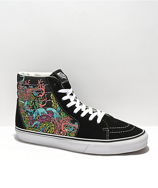 Vans Sk8-Hi Underwater zapatos de skate negros y blancos