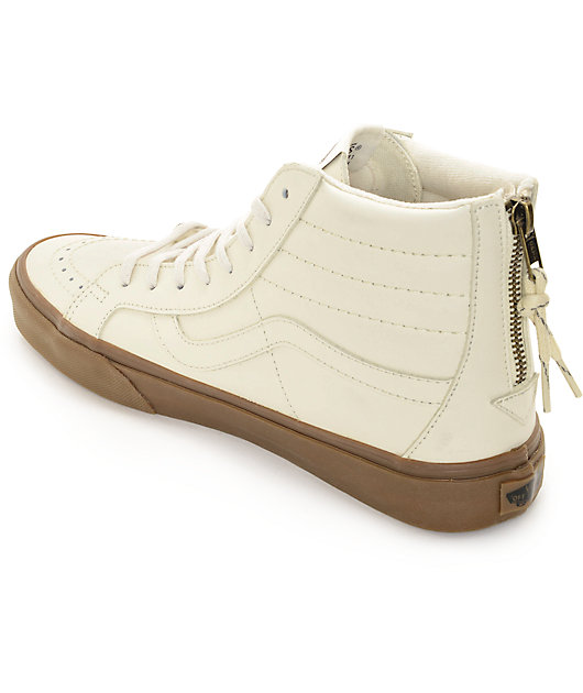 Vans Sk8-Hi Zip White Leather \u0026 Gum 