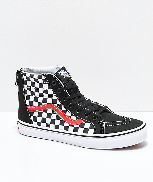 red high top checkered vans