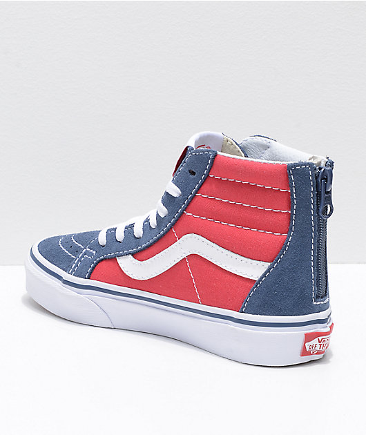 Vans Sk8-Hi Zippered Indigo & Red Skate Shoes