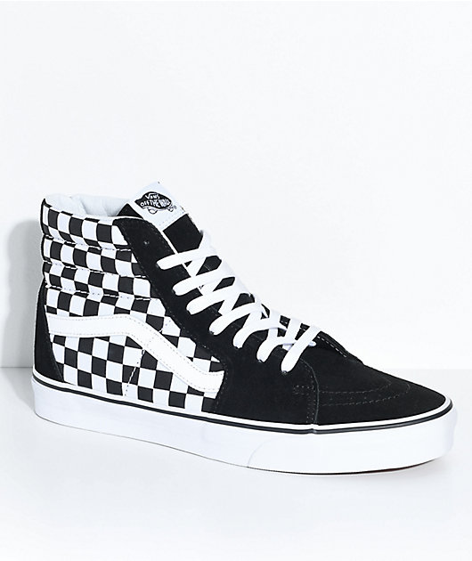 Vans Sk8-Hi zapatos de skate a cuadros en negro y blanco حذاء مساج القدم