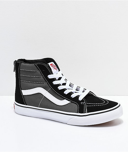 Vans Sk8-Hi zapatos de skate con cremallera en negro y gris رجيم اكل صحي