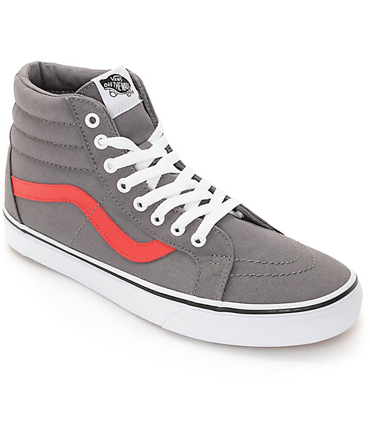 Vans Sk8-Hi zapatos de skate en lona gris y roja (Hombres) | Zumiez