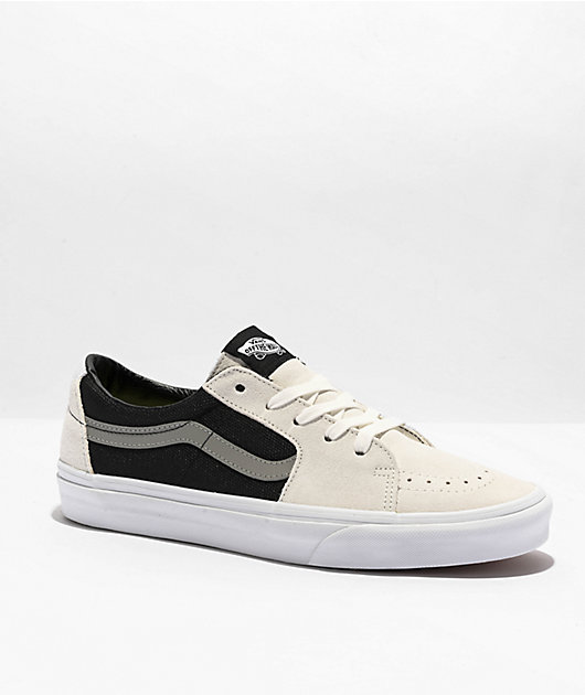 white with black stripe vans