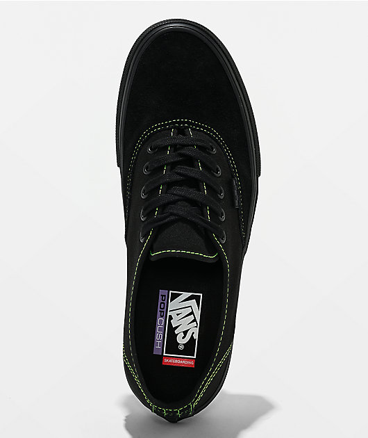 Vans Skate Authentic Black & Green Skate Shoes