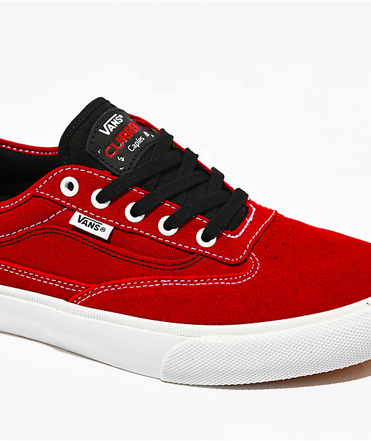 Vans Skate Curren Caples Red & White Skate Shoes | Zumiez