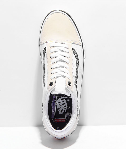 Vans white shoes with black sales stripe