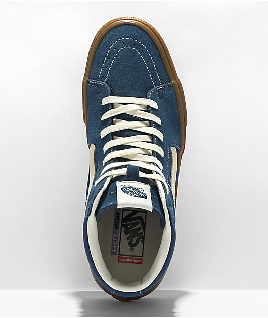 Vans Skate Sk8 Hi Dark Denim Gum Skate Shoes Zumiez