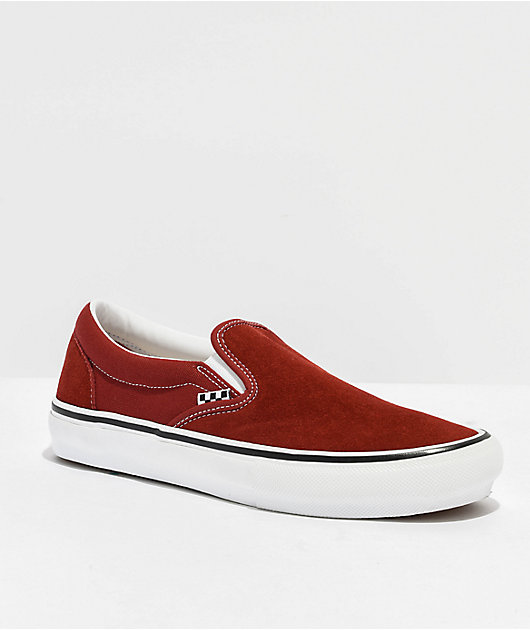 Vans Skate Slip On Brick Red Skate Shoes Zumiez