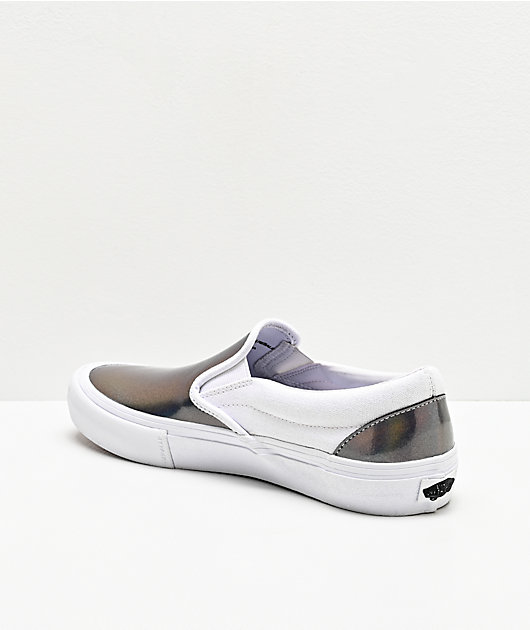 Signaal lokaal Dragende cirkel Vans Skate Slip-On Iridescent Silver & True White Skate Shoes